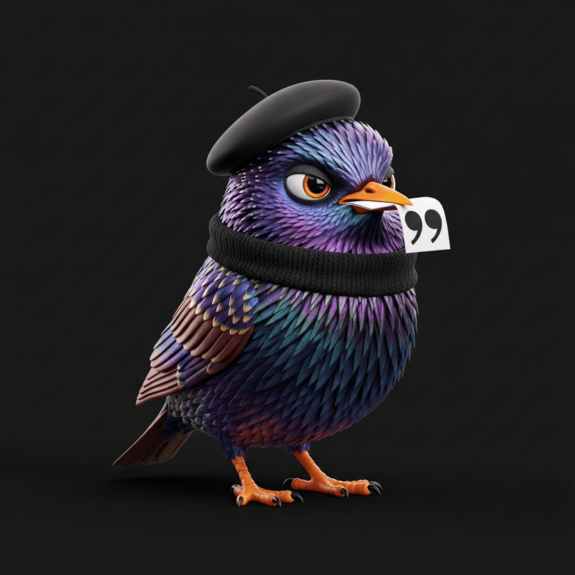 LLM Visibility agent — stylized starling character